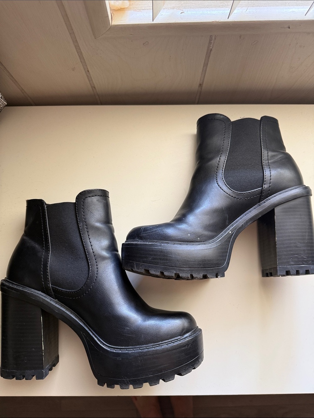 Soda Black Platform Chelsea Ankle Boots